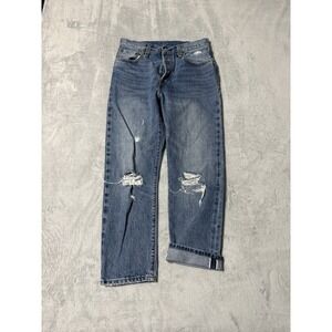 Levis 501 Jeans Womens 28 Blue Straight Button Fly Selvedge Premium 28x25